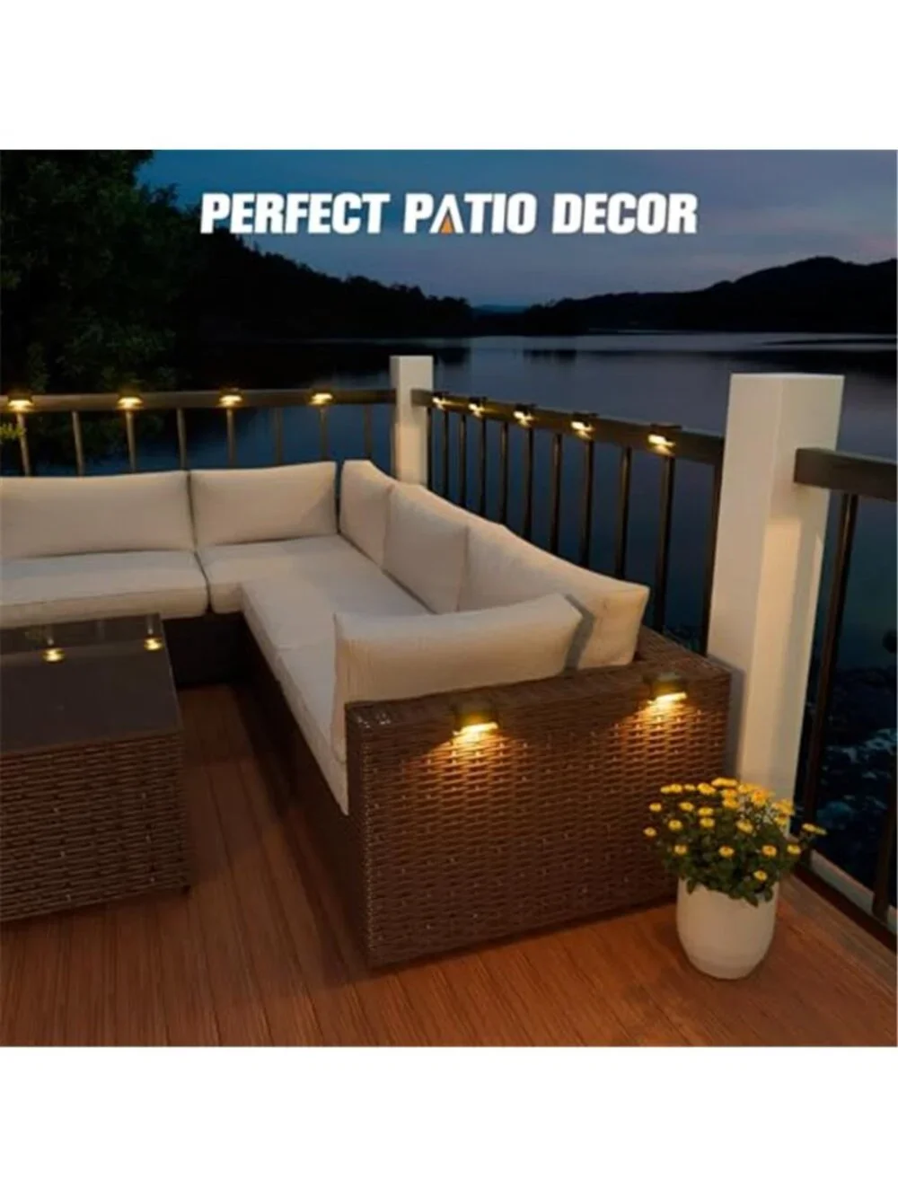 Solar Deck Step Lights Outdoor Black LED Fence Lights Dusk To Dawn Waterproof